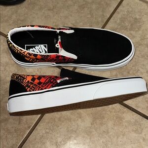 Vans Black and Orange Sneakers Classic Skate Design